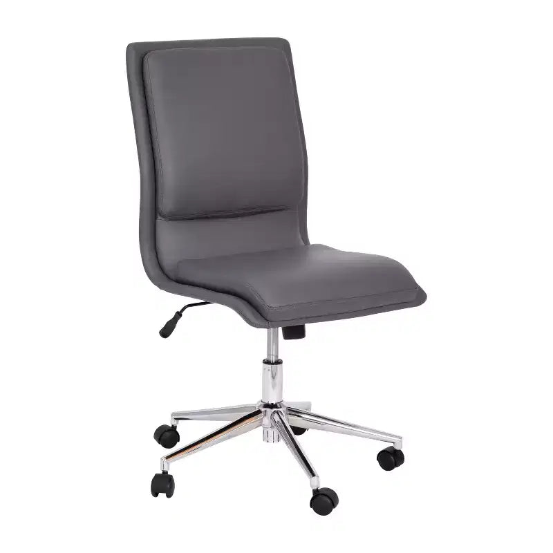 Mid-Back Armless Home Office Chair with Height Adjustable Swivel Seat and Five Star Chrome Base
