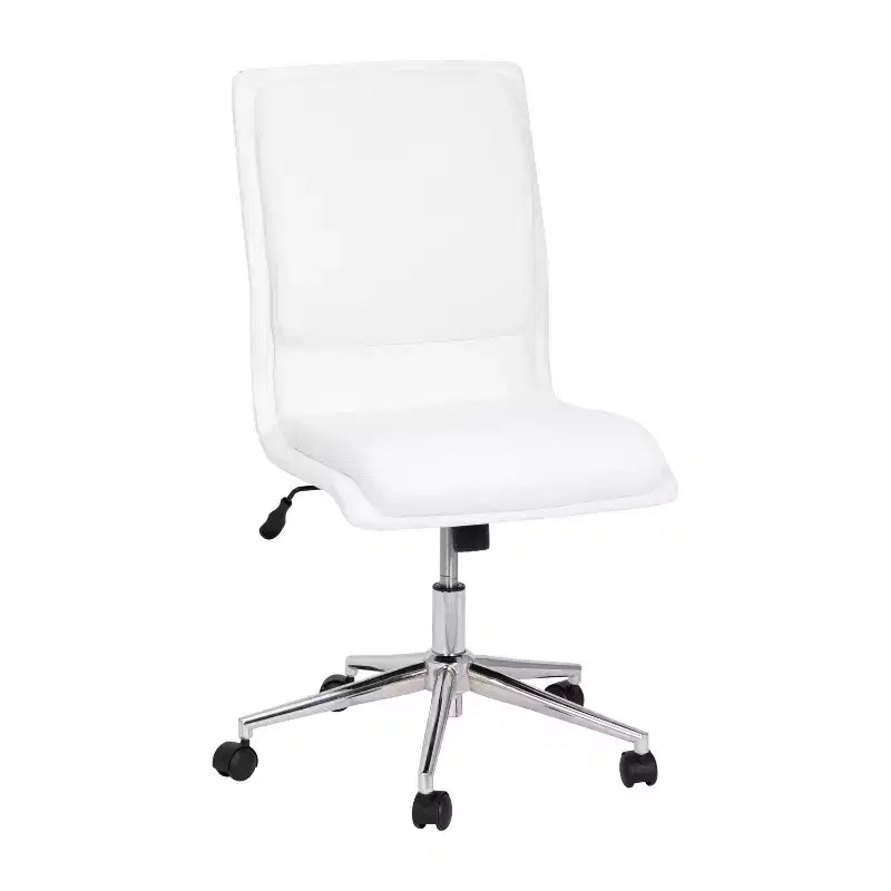 Mid-Back Armless Home Office Chair with Height Adjustable Swivel Seat and Five Star Chrome Base