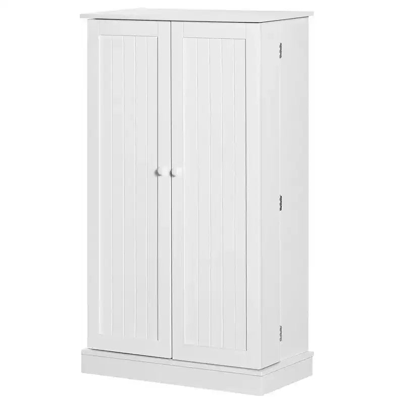 Armario de almacenamiento independiente moderno para despensa de cocina de 41 pulgadas con puertas dobles y estantes ajustables para sala de estar - Blanco