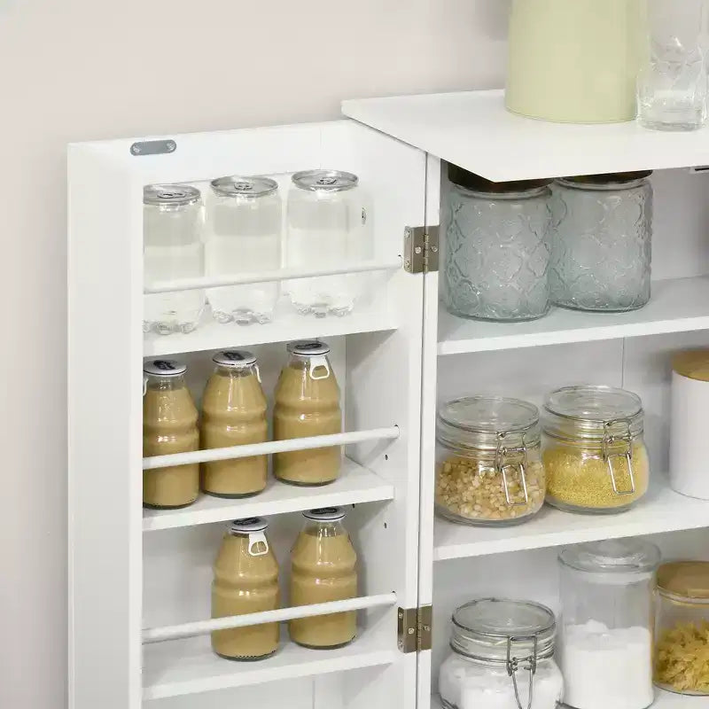 Armario de almacenamiento independiente moderno para despensa de cocina de 41 pulgadas con puertas dobles y estantes ajustables para sala de estar - Blanco