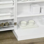 Armario de almacenamiento independiente moderno para despensa de cocina de 41 pulgadas con puertas dobles y estantes ajustables para sala de estar - Blanco