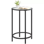 Yaheetech Round Accent Table with Glass Top and Metal Frame for Living Room