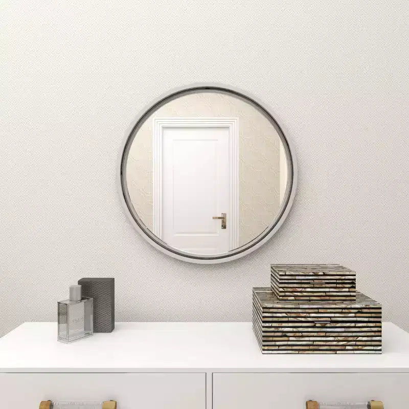 Espejo de pared de metal contemporáneo plateado