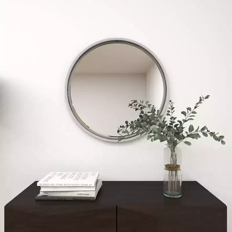 Espejo de pared de metal contemporáneo plateado