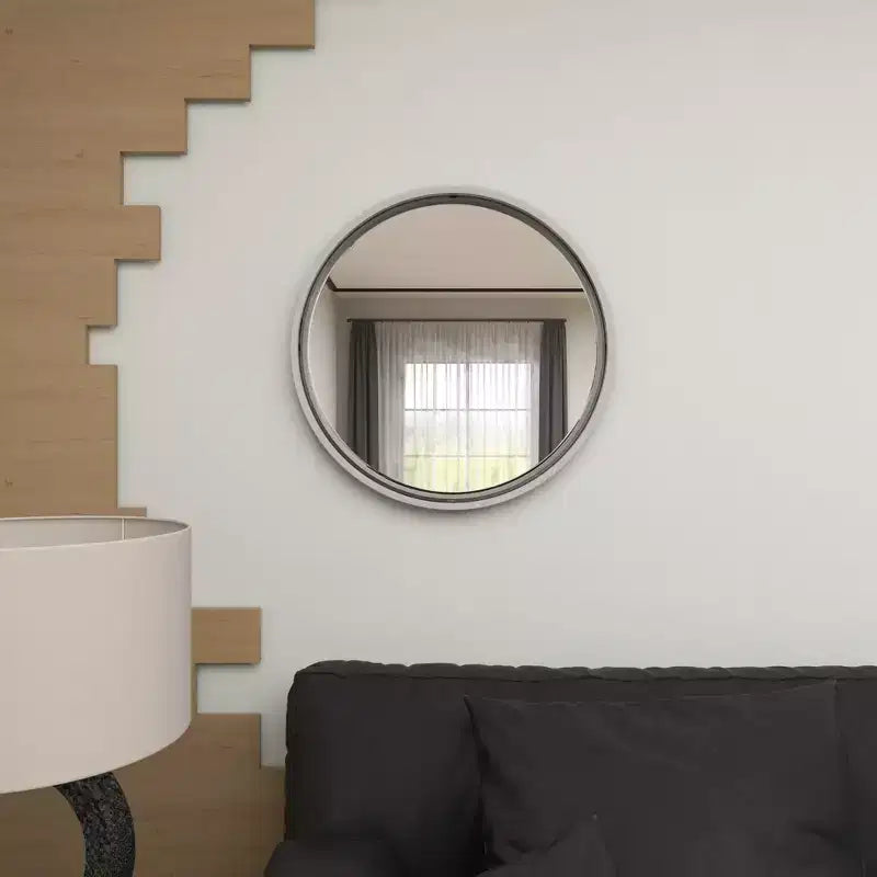 Espejo de pared de metal contemporáneo plateado