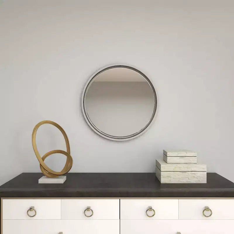 Espejo de pared de metal contemporáneo plateado