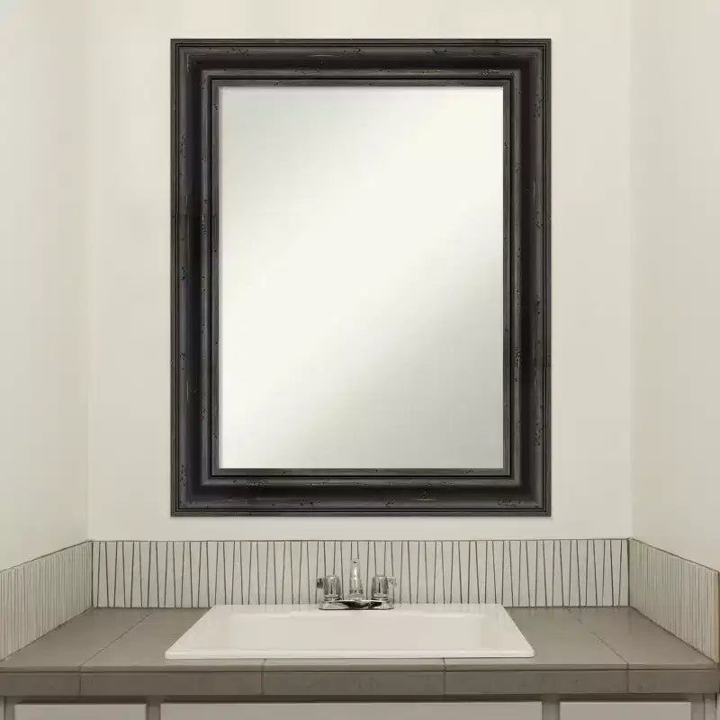 Espejo de pared de baño de madera de pino rústico sin biselado