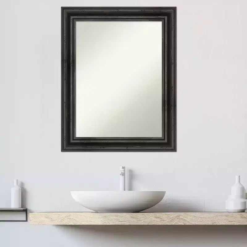 Espejo de pared de baño de madera de pino rústico sin biselado