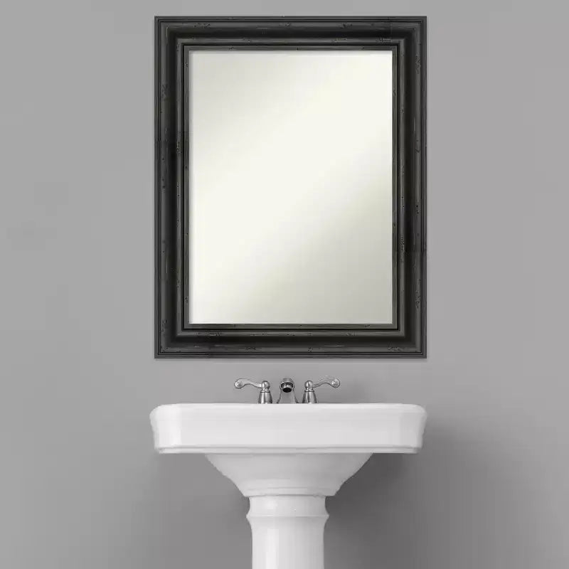 Espejo de pared de baño de madera de pino rústico sin biselado