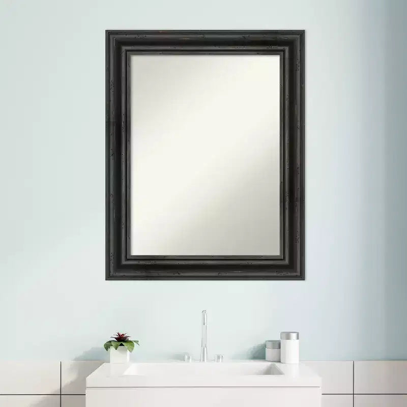 Espejo de pared de baño de madera de pino rústico sin biselado