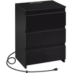 Yaheetech Simple 3-Drawer Vertical with 3 Drawers and Charging Station, Black