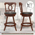 Juego de 2 taburetes de bar giratorios de altura de mostrador con reposapiés para cocina