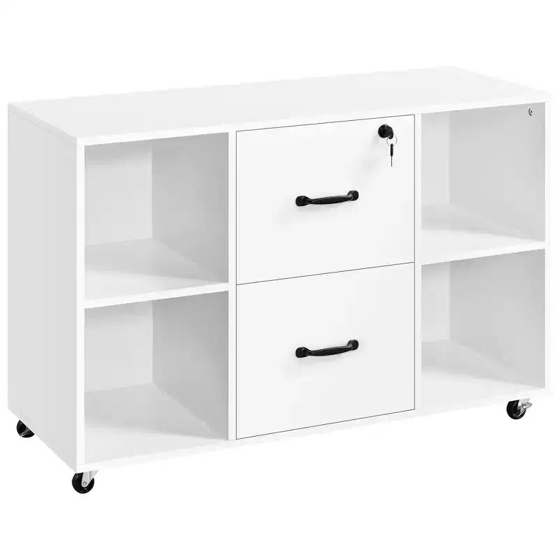Vintage File Cabinet with 2 Drawers and Storage Shelves for Home, Office