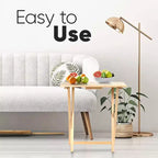 Mesa rectangular plegable portátil para aperitivos de TV, construcción de madera maciza con acabado natural (juego de 8 piezas)