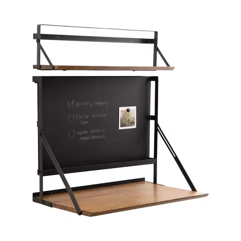 Kate and Laurel McAllister Rectangle Metal Wall Mounted Desk, 27x18x30, Rustic Brown