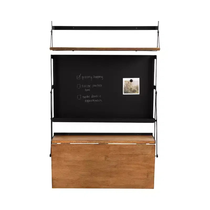 Escritorio McAllister rectangular de metal para pared, 27x18x30, marrón rústico