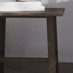 Mesa Auxiliar Rústica de Madera Maciza con Patas de Caballete