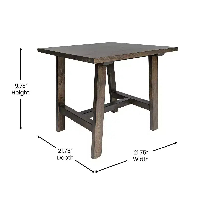 Mesa Auxiliar Rústica de Madera Maciza con Patas de Caballete