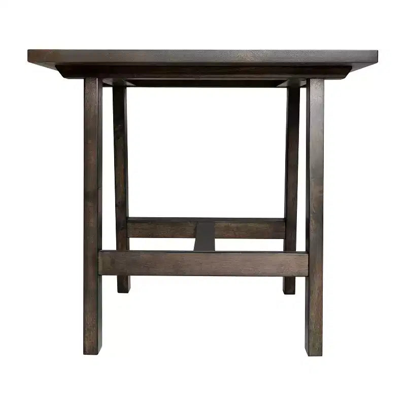 Mesa Auxiliar Rústica de Madera Maciza con Patas de Caballete