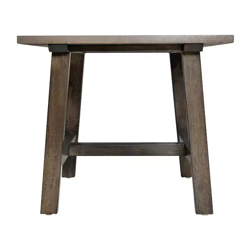 Mesa Auxiliar Rústica de Madera Maciza con Patas de Caballete
