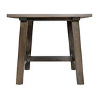 Mesa Auxiliar Rústica de Madera Maciza con Patas de Caballete