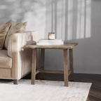 Mesa Auxiliar Rústica de Madera Maciza con Patas de Caballete