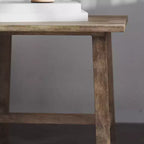 Mesa Auxiliar Rústica de Madera Maciza con Patas de Caballete