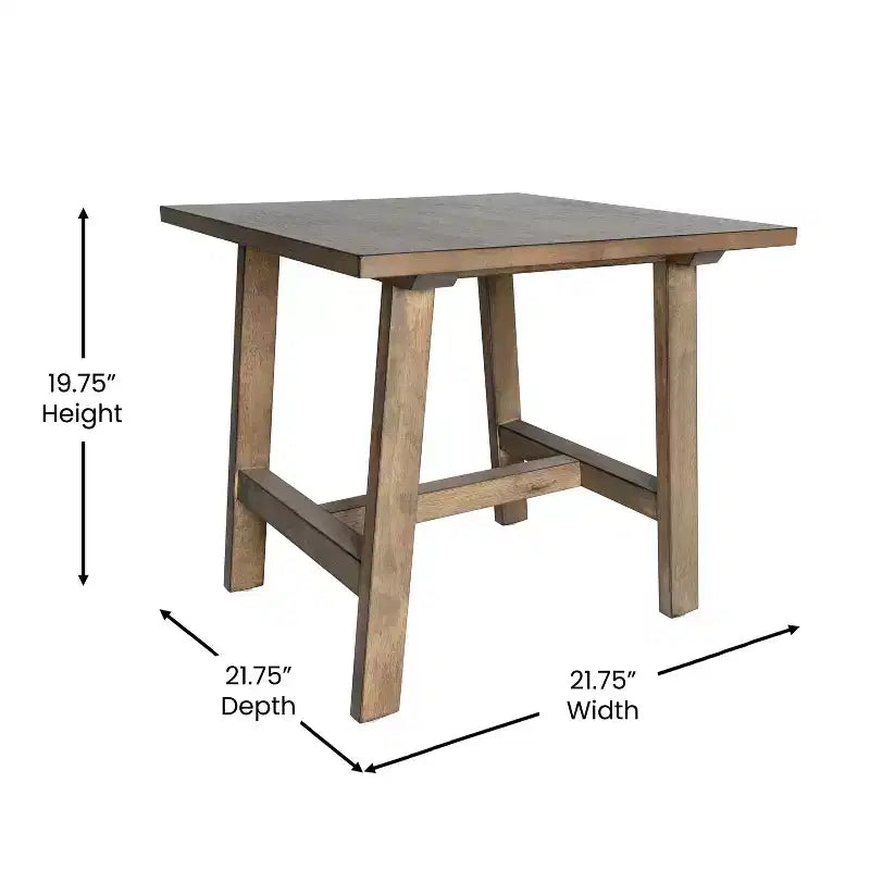 Mesa Auxiliar Rústica de Madera Maciza con Patas de Caballete