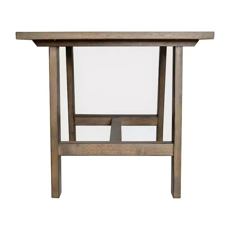 Mesa Auxiliar Rústica de Madera Maciza con Patas de Caballete