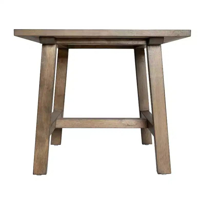 Mesa Auxiliar Rústica de Madera Maciza con Patas de Caballete