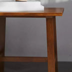 Mesa Auxiliar Rústica de Madera Maciza con Patas de Caballete