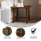 Mesa Auxiliar Rústica de Madera Maciza con Patas de Caballete