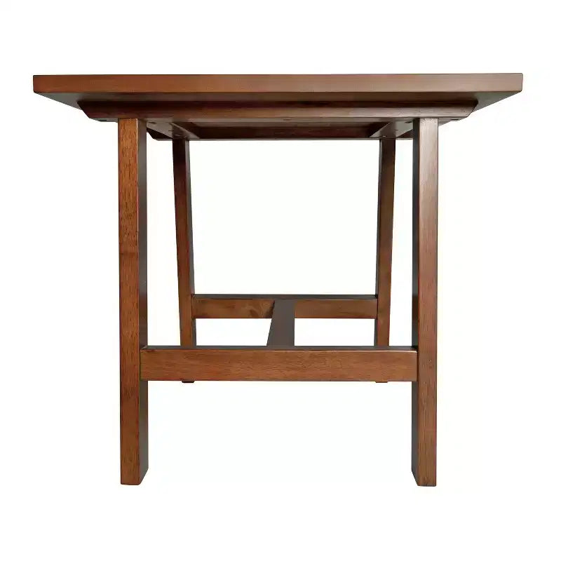 Mesa Auxiliar Rústica de Madera Maciza con Patas de Caballete