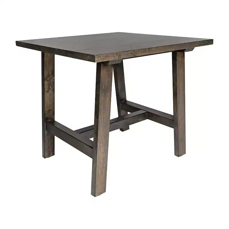 Mesa Auxiliar Rústica de Madera Maciza con Patas de Caballete