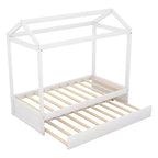Cama Plataforma con Forma de Casa con Nido, Blanco
