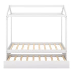 Cama Plataforma con Forma de Casa con Nido, Blanco
