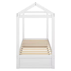 Cama Plataforma con Forma de Casa con Nido, Blanco