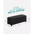 Banco otomano de almacenamiento, soporta hasta 299 kg, otomana con almacenamiento para dormitorio