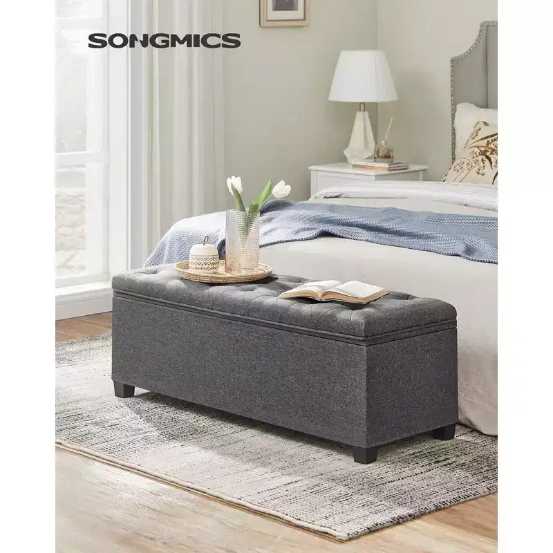 Banco otomano de almacenamiento, soporta hasta 299 kg, otomana con almacenamiento para dormitorio