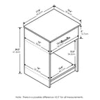 Mesitas de noche de mediados de siglo de 2 piezas, mesa auxiliar multiusos con cajón y cubo de almacenamiento abierto para dormitorio, sala de estar, roble francés gris