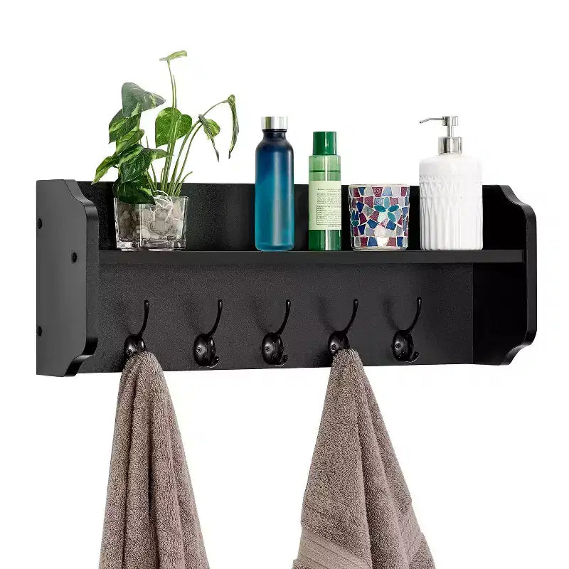 Estante de pared flotante multiusos de 25 x 9 con ganchos para entrada - Danya B.