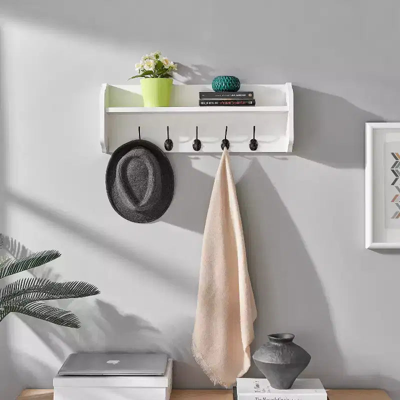 Estante de pared flotante multiusos de 25 x 9 con ganchos para entrada - Danya B.