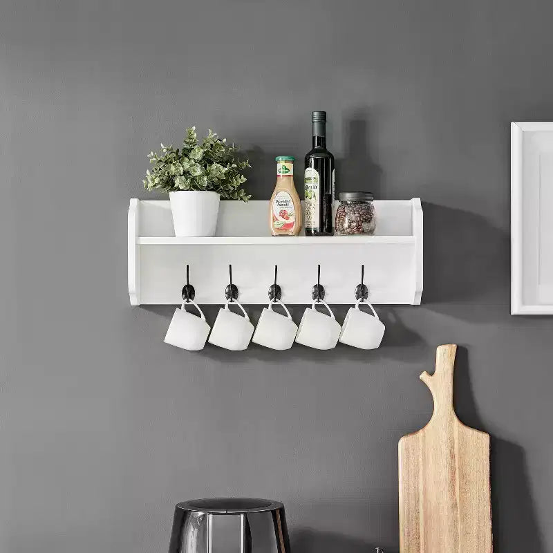 Estante de pared flotante multiusos de 25 x 9 con ganchos para entrada - Danya B.