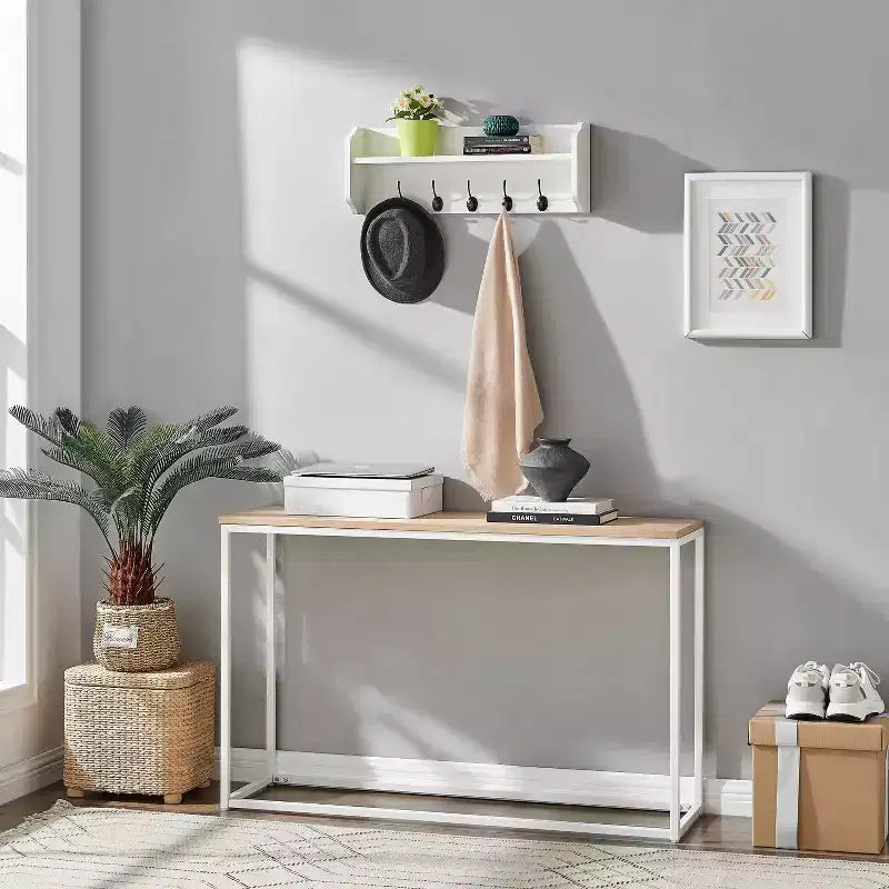 Estante de pared flotante multiusos de 25 x 9 con ganchos para entrada - Danya B.