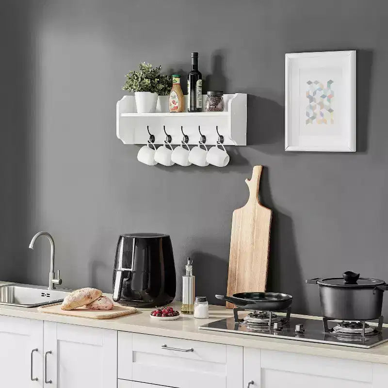 Estante de pared flotante multiusos de 25 x 9 con ganchos para entrada - Danya B.