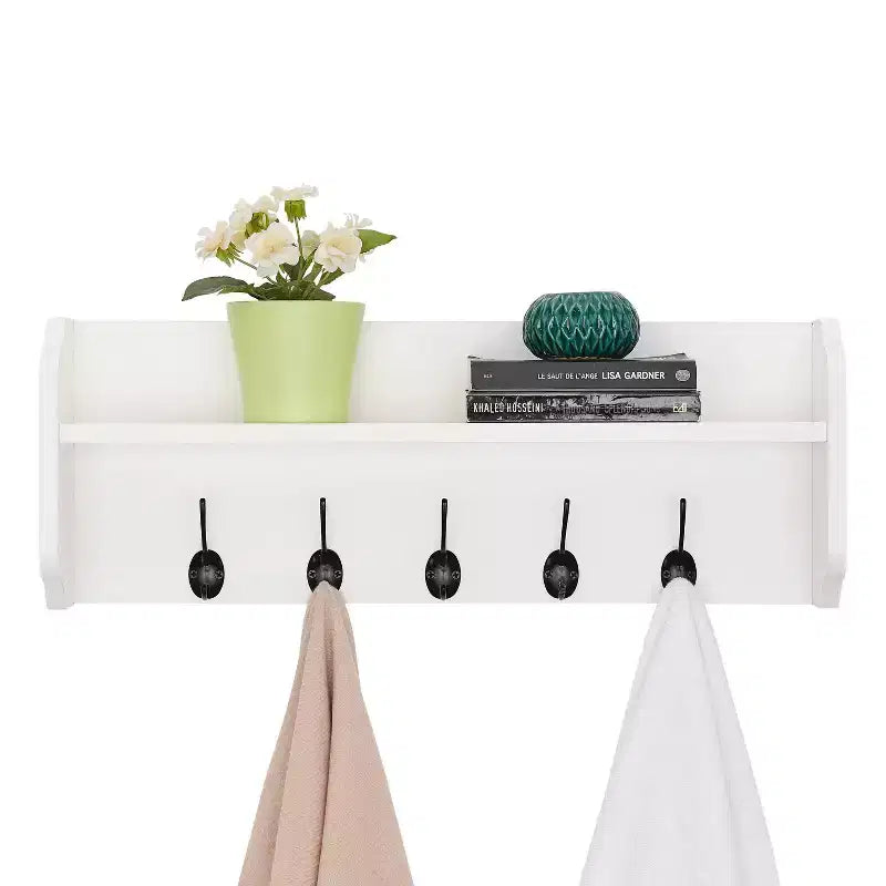 Estante de pared flotante multiusos de 25 x 9 con ganchos para entrada - Danya B.