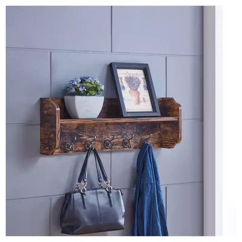 Estante de pared flotante multiusos de 25 x 9 con ganchos para entrada - Danya B.