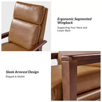 Sillón reclinable de madera maciza de piel vegana Justus Mid-Century Modern|ART OF LIVING DESIGNS