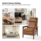 Sillón reclinable de madera maciza de piel vegana Justus Mid-Century Modern|ART OF LIVING DESIGNS