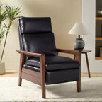 Sillón reclinable de madera maciza de piel vegana Justus Mid-Century Modern|ART OF LIVING DESIGNS